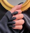 Black Spider Web Press On Nails, Black Halloween Nails, Custom Fake Nails, False Nails, Handpainted Glue on Nails