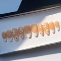 White French Tip & Daisy Flower Almond Press On Nails, , Fake Nails, Handpainted False Nails, Glue on Nails, Gel Nail Art