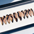 Gold With Amber Effect Long Stiletto Press On Nails, Luxury False Nails, Glue On Nails, Acrylic Nails, Stiletto Nails, Fake Nails