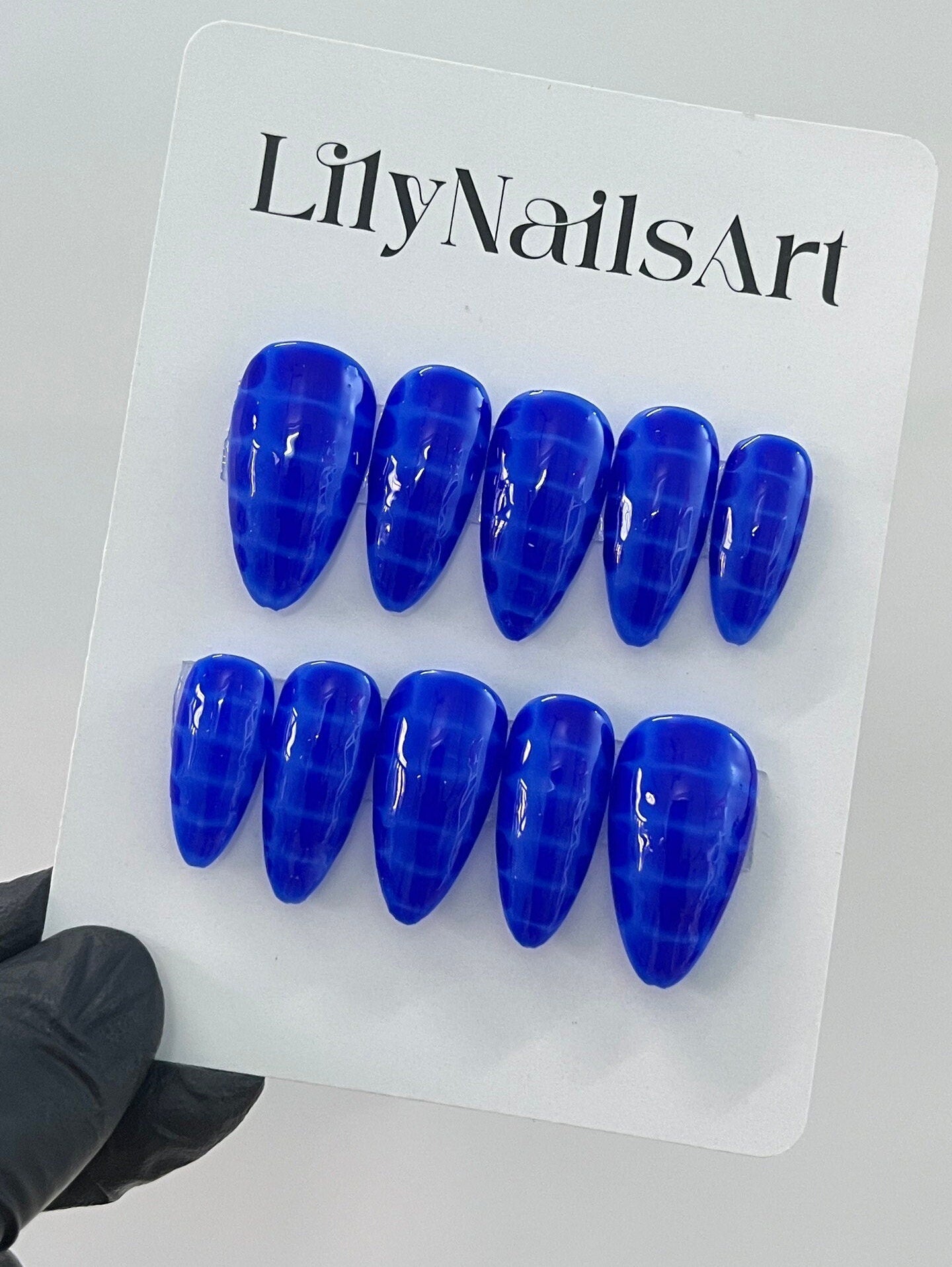 Blue Snake Skin Long Coffin Press On Nails, Custom Fake/False Nails, Gothic/Y2K Nail Tips, Holiday/Event Nail Set, Gift For Her/BFF