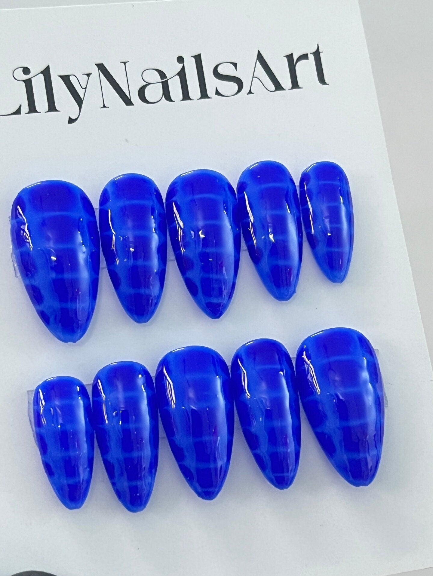 Blue Snake Skin Long Coffin Press On Nails, Custom Fake/False Nails, Gothic/Y2K Nail Tips, Holiday/Event Nail Set, Gift For Her/BFF