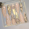 Free Style Silver 3D Gel Almond Press On Nails, Handpainted Fake/False Nails, Prom/Event/Birthday Nails, Goth/Gothic/Y2K/Aura Nail