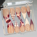 Pink French Tip Long Sitletto Press On Nails, Custom Acrylic Fake Nail, Luxury Handpainted Nude Nails, Pink Nails