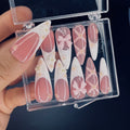 Blush Pink Ballerina 3D Gel Long Stiletto Press On Nails, Cute Design Fake Nails, Elegance Nail Art for Birthday, Holiday, Party, Event