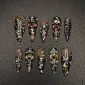 Horror Eyes Gothic/Emo Long Stiletto Press On Nail, Halloween/Cosplay/Carnival Nails Art, Handpainted Fake Nail, Reusable Gel Nail