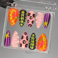 Freestyle 3D Short Square Press On Nails, Colourful Cute Handpainted Fake Nails, Holiday Birthday Event Nails Art