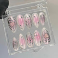 Aura Short Almond Press On Nails, Metallic Silver Fake Nails, Elegant Chrome Nails, Birthday Party Holiday Nails