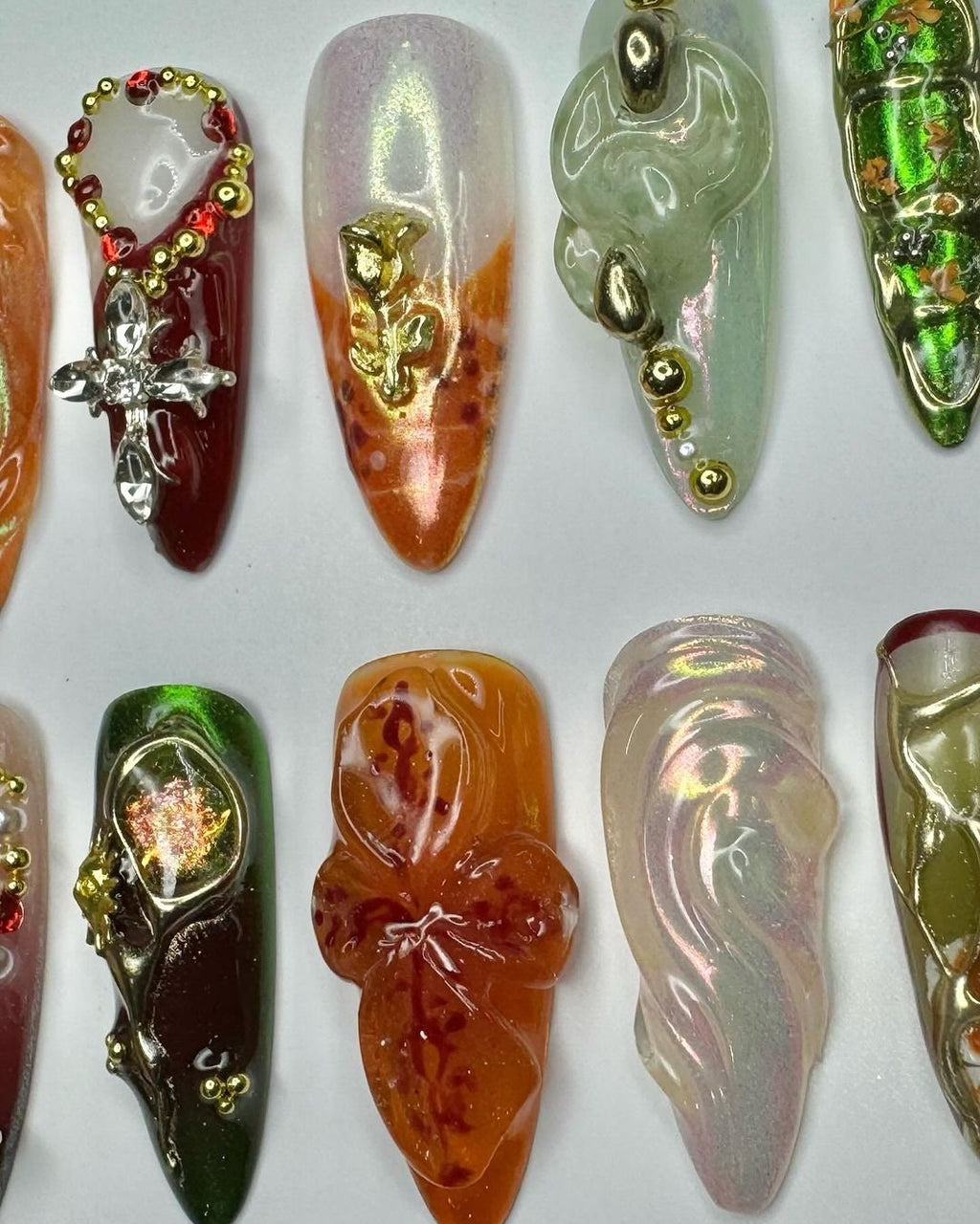 Honey Flower Long Almond Press On Nails, 3D Fairycore Nails, Dreamy Nails. Nail For Event/Birthday/Party/Photoshoot, Fake/False Nail Art