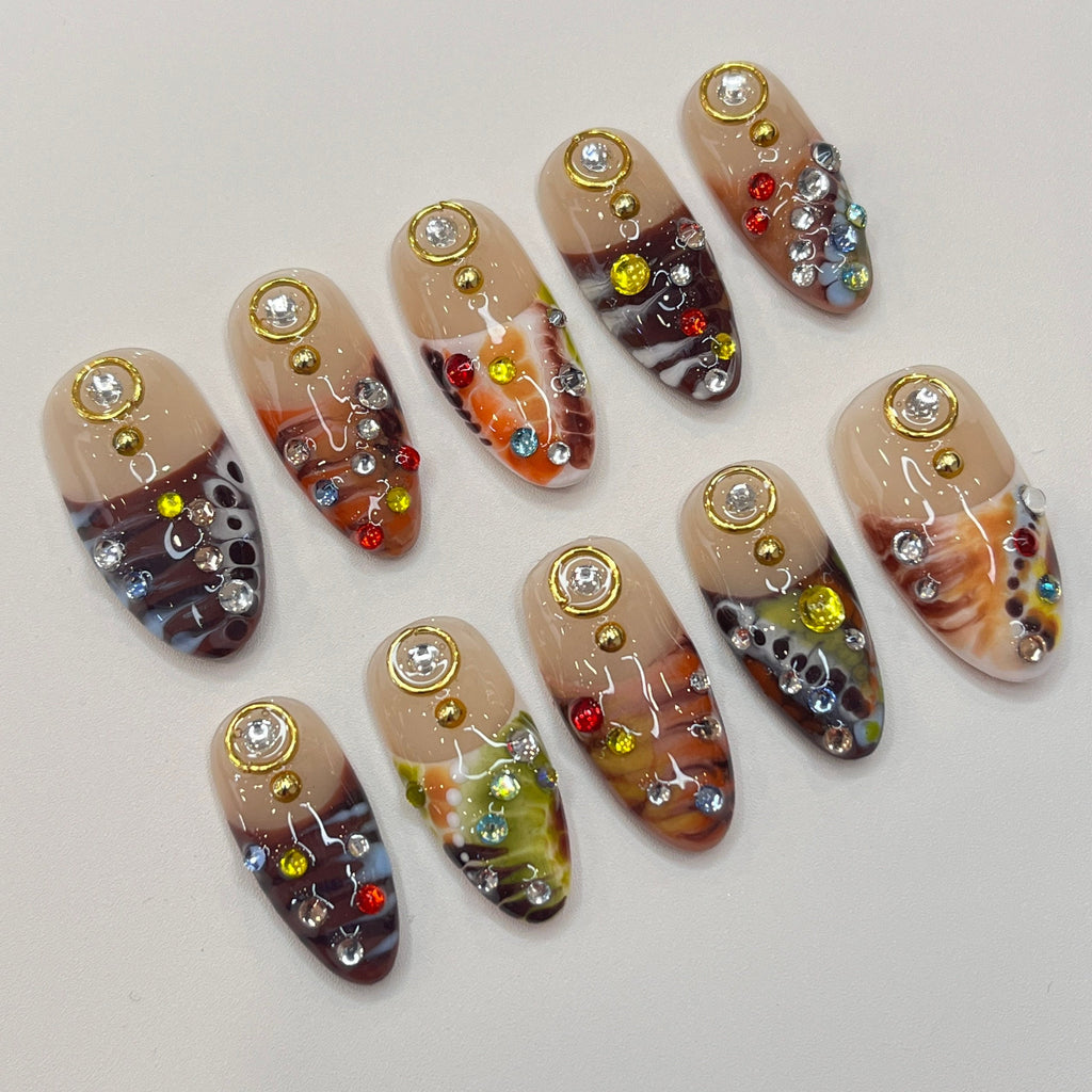 Freestyle Press On Nails, Elegant Fake Nails, Chrome Nails Art, Birthday Party Holiday Nails/ Valentine Nail Set