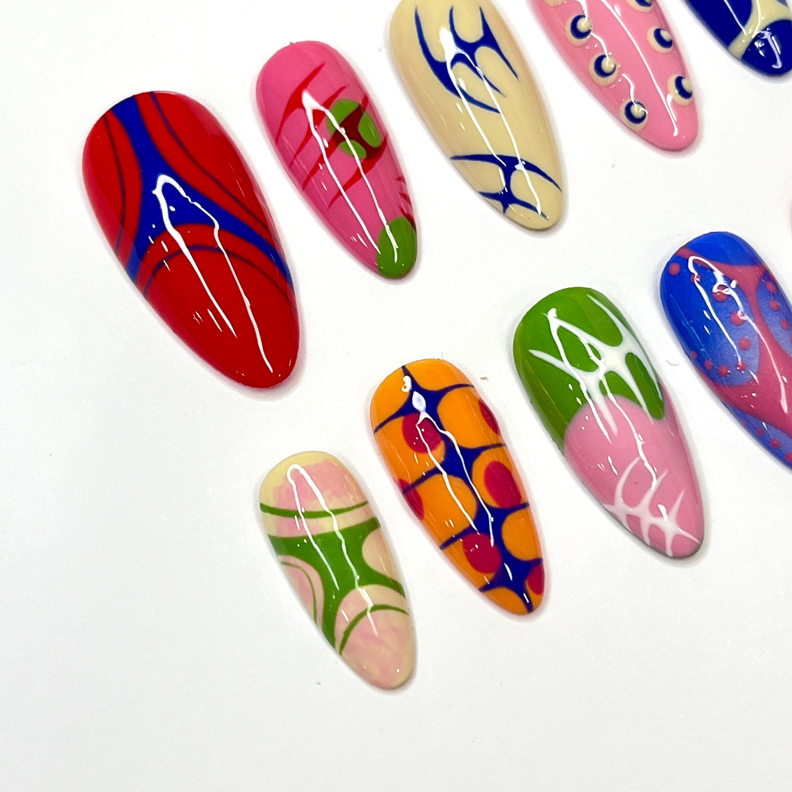 Freestyle Press On Nails, Elegant Fake Nails, Chrome Nails Art, Birthday Party Holiday Nails/ Valentine Nail Set