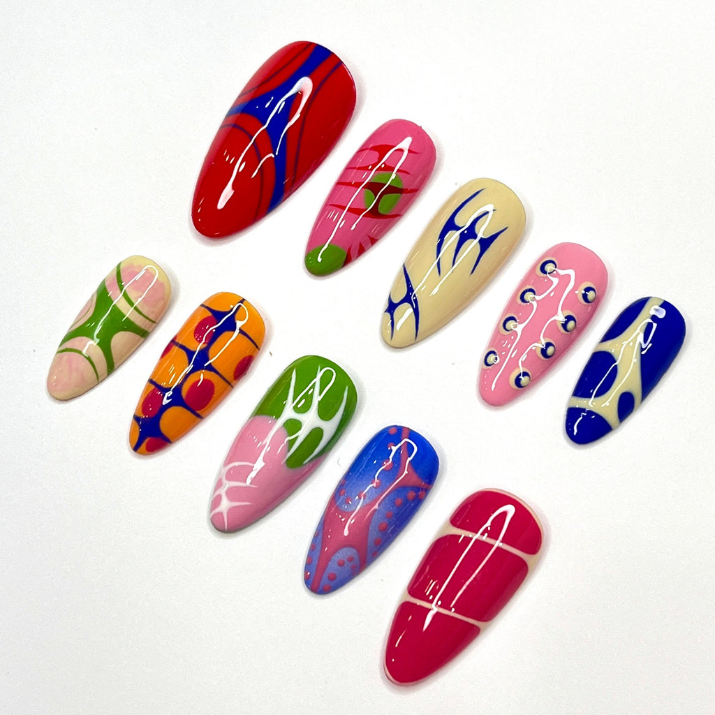 Freestyle Press On Nails, Elegant Fake Nails, Chrome Nails Art, Birthday Party Holiday Nails/ Valentine Nail Set