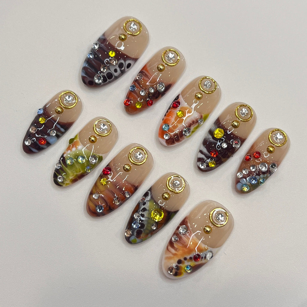 Freestyle Press On Nails, Elegant Fake Nails, Chrome Nails Art, Birthday Party Holiday Nails/ Valentine Nail Set