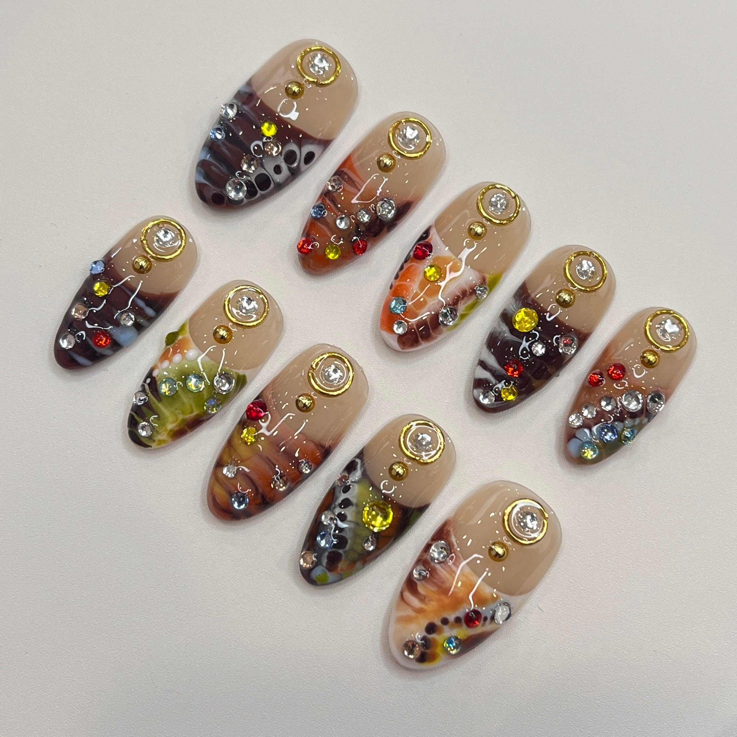 Freestyle Press On Nails, Elegant Fake Nails, Chrome Nails Art, Birthday Party Holiday Nails/ Valentine Nail Set