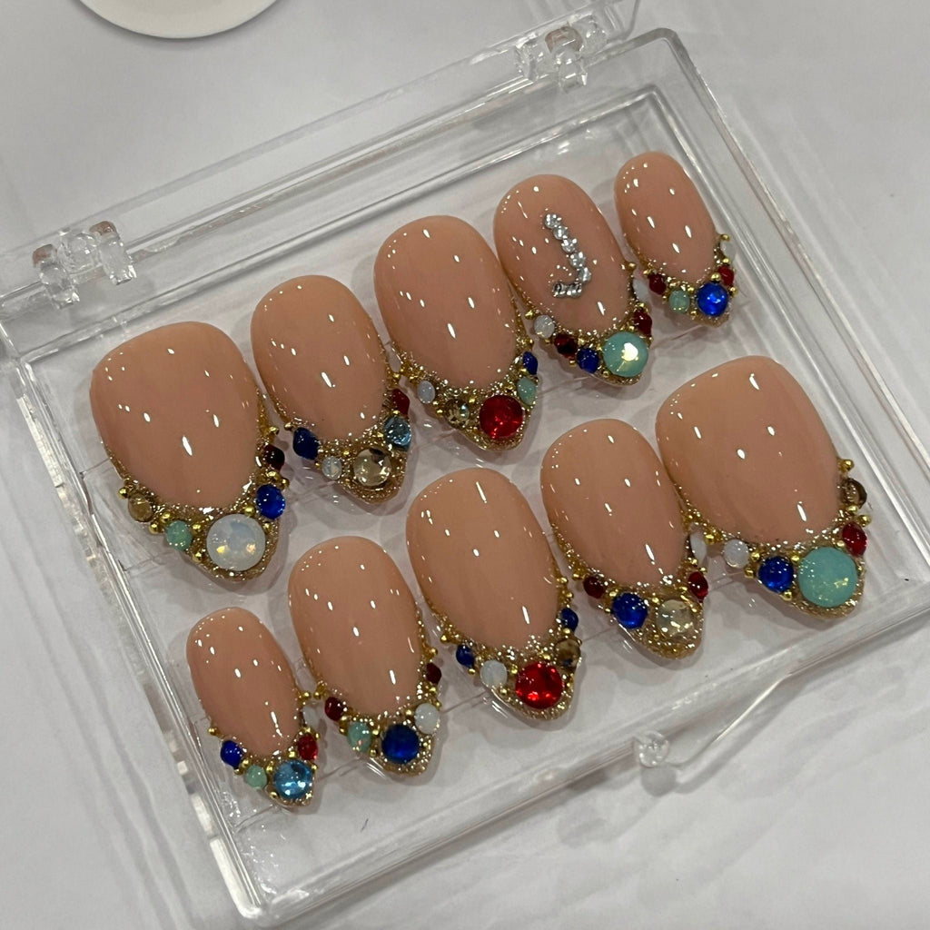 Shine Like A Diamond with Your Initial Press On Nails, Handpainted Cartoon Fake Nails, Anime Nails Art for Birthday, Holiday