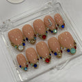 Shine Like A Diamond with Your Initial Press On Nails, Handpainted Cartoon Fake Nails, Anime Nails Art for Birthday, Holiday