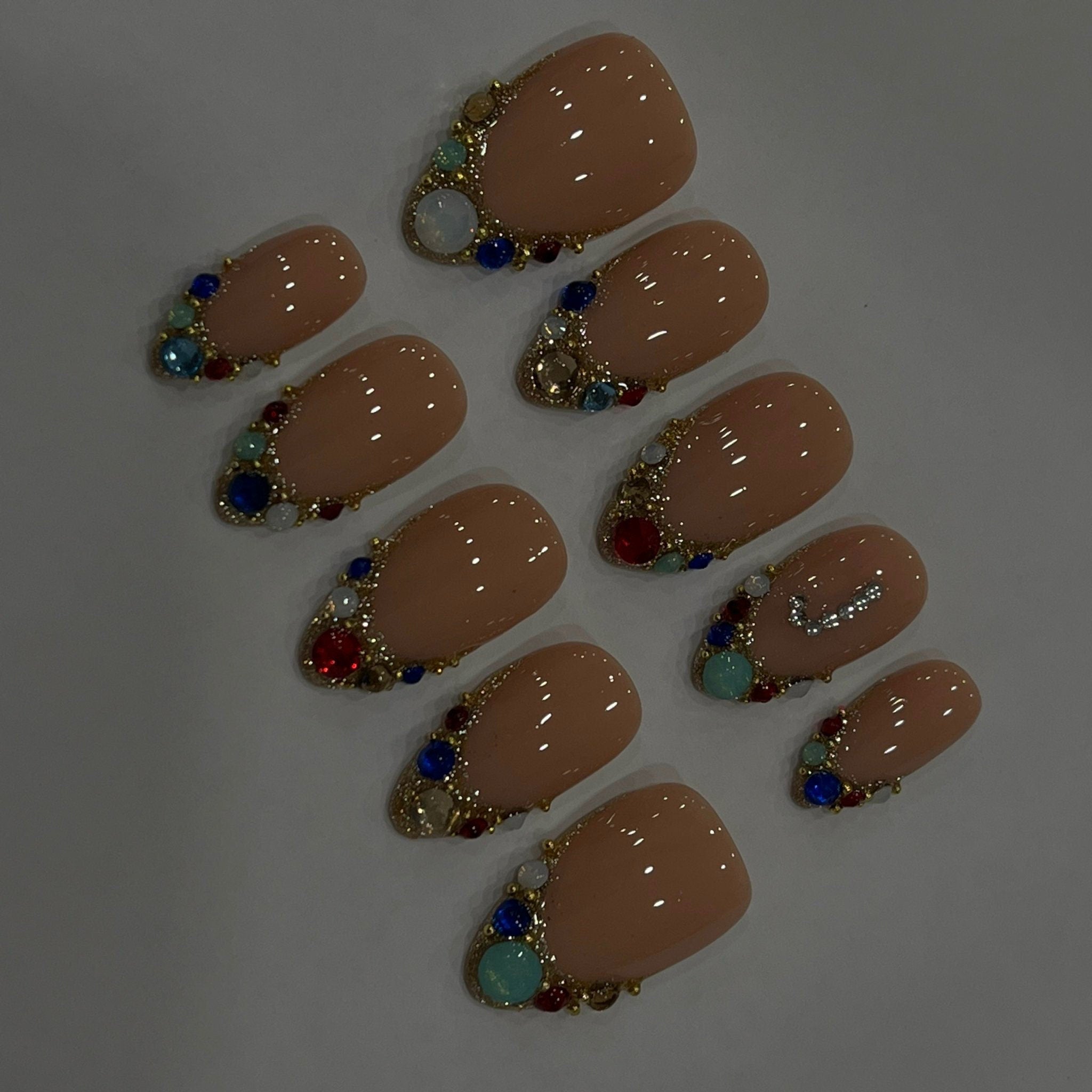 Shine Like A Diamond with Your Initial Press On Nails, Handpainted Cartoon Fake Nails, Anime Nails Art for Birthday, Holiday