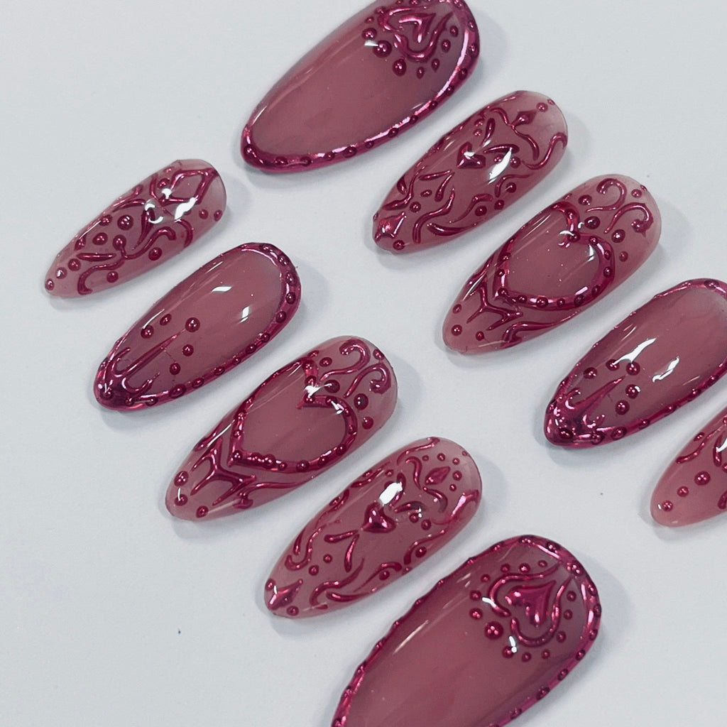 Chrome Empress Press On Nails, Handmade 3D False Nails, Edgy Nails for Birthday Party Holiday,Vacation , Gift for Her