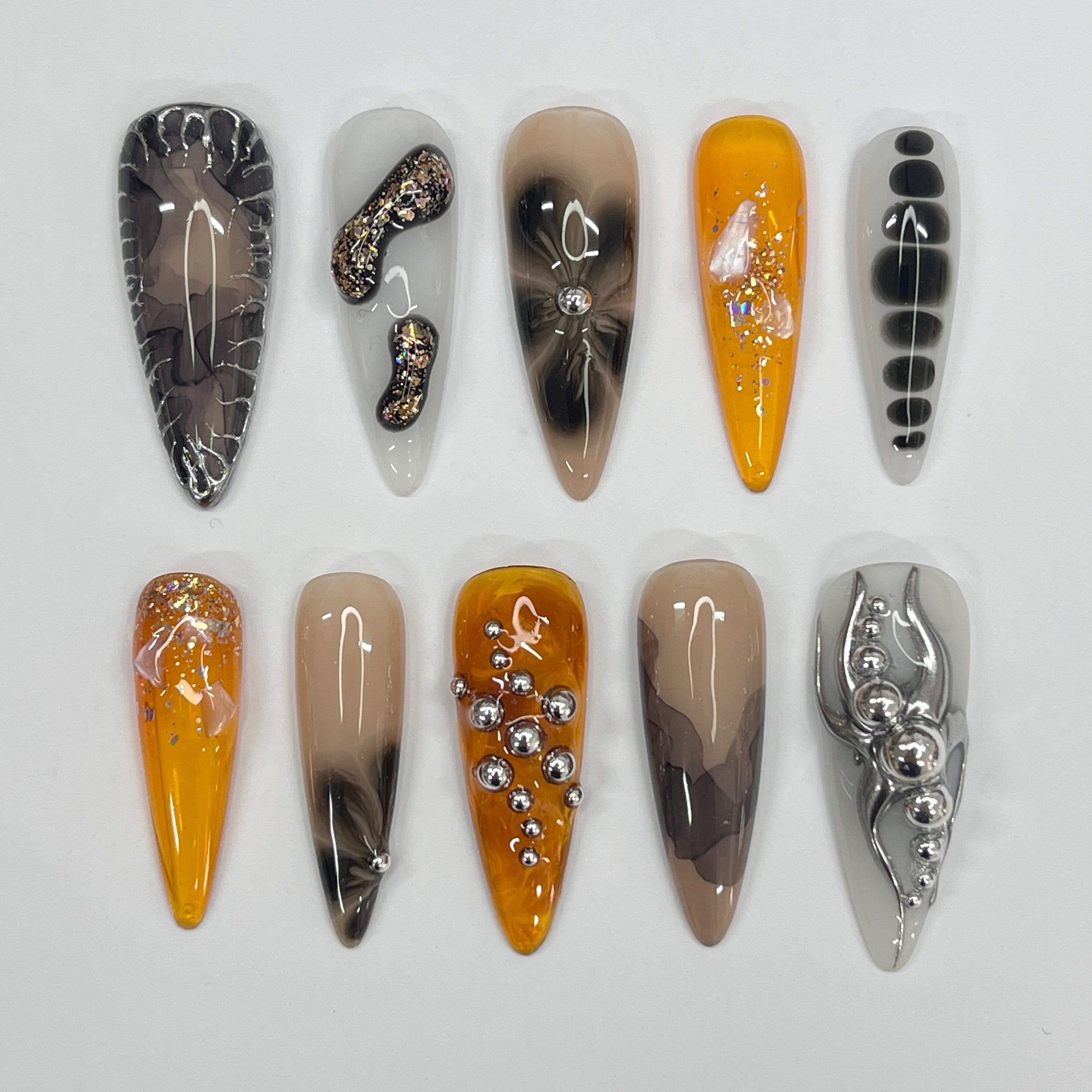 Serene Elegance Color with Clear Jelly Long Almond Press On Nails, Handmade False Nails for Birthday Event Party Holiday Vacation