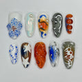 3D Freestyle With Flower Press On Nails, Handmade Spring False Nails, Unique Nail Design for Birthday Party Holiday,Vacation , Gift for Her