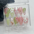 Cute 3D Flower & Butterfly Medium Almond Press On Nails, Handmade Gel False Nails for Birthday Event Party Holiday Vacation