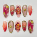 Unique Flower For Autumn Medium Almond Press On Nail,Custom Design Nail Art,Fake/Flase Nail for Birthday Holiday Vacation Prom Nail