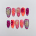 Freestyle Aura 3D Gel Medium Almomd Press On Nails, 3D Gel Nails Holiday, Vacation, Event, Gift For Her, Custom Nail Art
