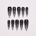 Spider Web Long Stiletto Halloween Press On Nails, Witchy Fake Nails Art for Spooky Season