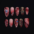 Unique 3D Design with Horror Blood Eyeball Almond Halloween Press On Nails, Scary Fake Nails Art for Spooky Season