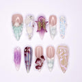 Freestyle 3D Seashell Gel Nail Long Stiletto Press On Nail, Custom Design Nail Art, Fake Nail for Birthday, Holiday Nail, Gift For Her
