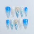 Chill Out This Christmas: Long Stiletto Press-On Nails in Icy Cold Elegance - Perfect Gift for Her to Shine in Holiday Style