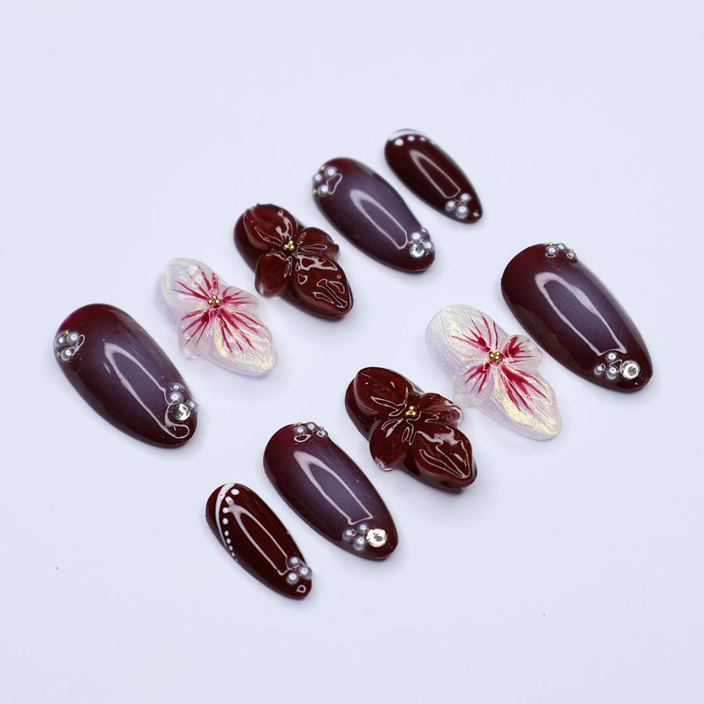 Tortoise Shell and Floral Fall Press On Nails, Nude and Zebra Print Short Almond Fake Nails Art for Autumn, Birthday, Holiday , Gift for Her