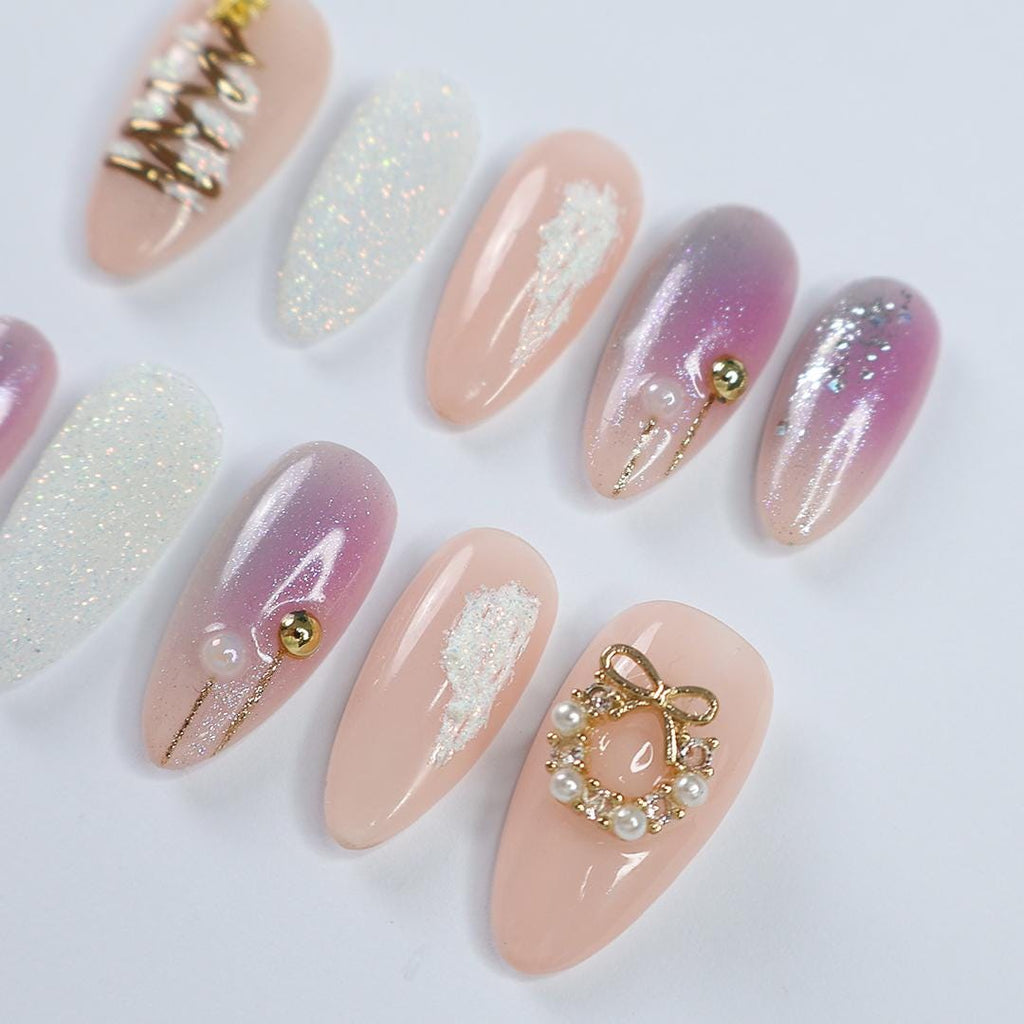 Christmas Wreath Medium Coffin Press On Nail, Festive Christmas Holiday Design, Custom Luxury Nail Art, Handmade False Nail, Gel Nail Art