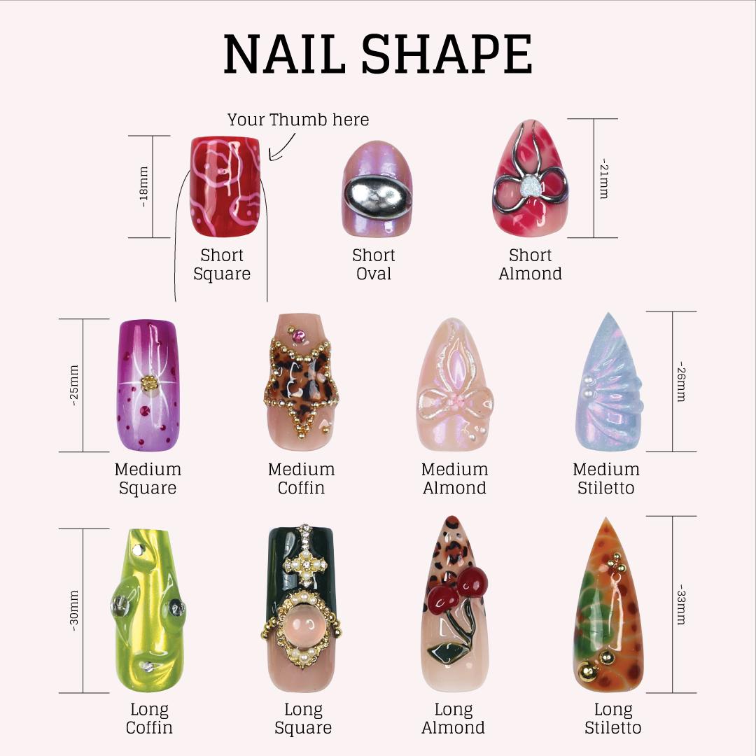 Strawberry Press On Nails with Cherry & Floral Art | Medium Almond Fake Nails | Handmade Nail Art For Picnic, Vacation, Everyday Wear
