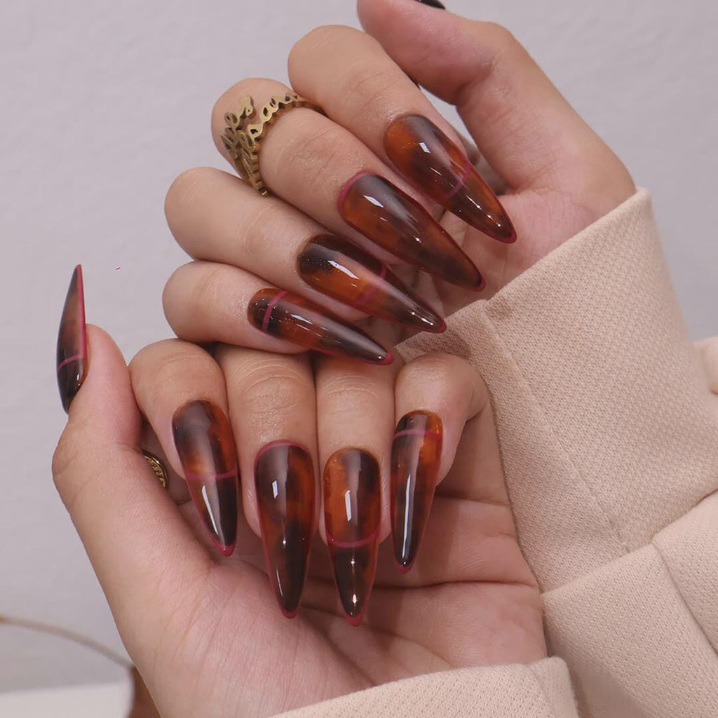 Amber Luxury Long Stiletto Press On Nails, Fake Nails, Long Nails Press On, Luxury Glue On Nails, Holiday Nail, Gift For Her