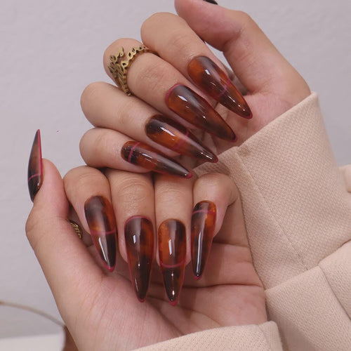 Amber Luxury Long Stiletto Press On Nails, Fake Nails, Long Nails Press On, Luxury Glue On Nails, Holiday Nail, Gift For Her