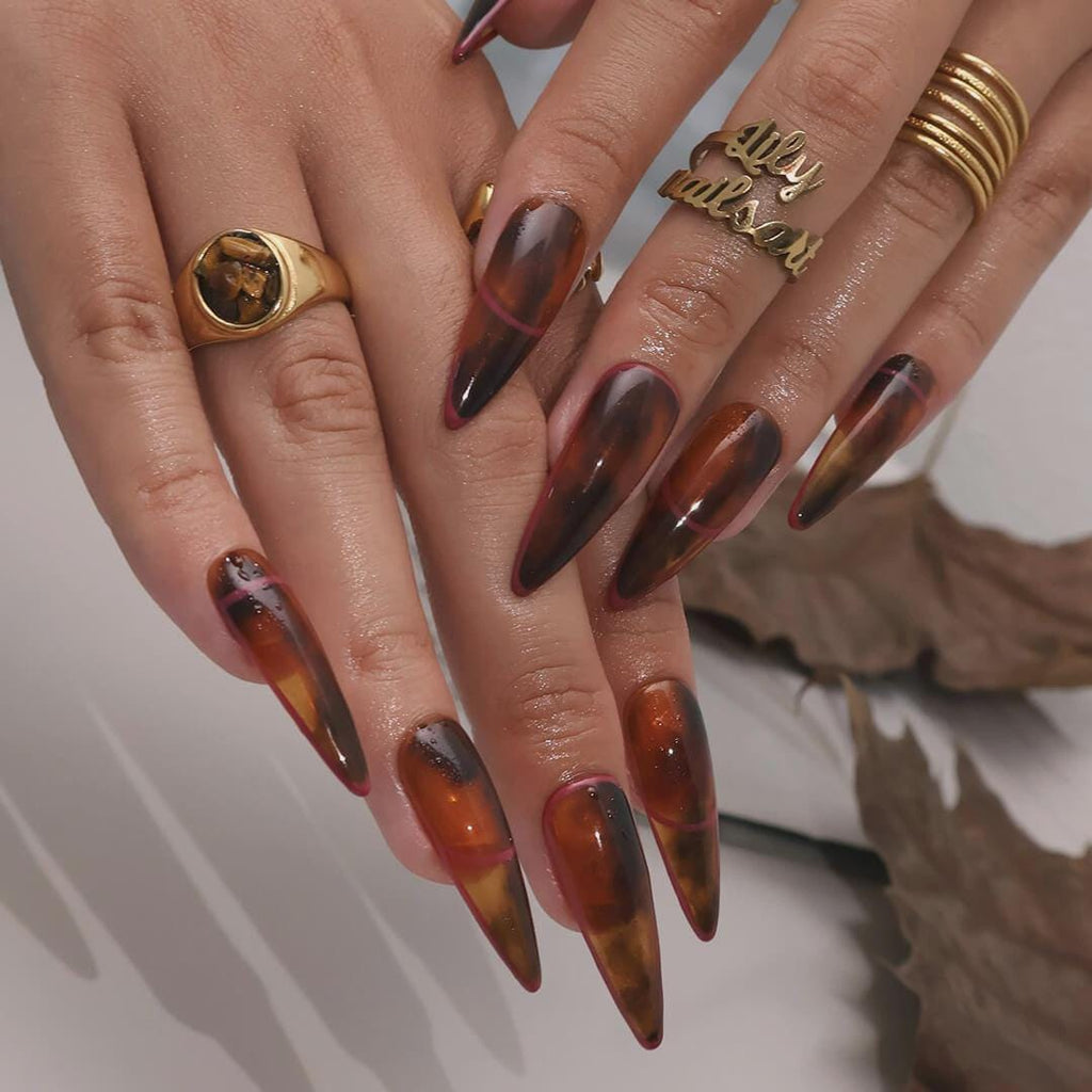 Amber Luxury Long Stiletto Press On Nails, Fake Nails, Long Nails Press On, Luxury Glue On Nails, Holiday Nail, Gift For Her