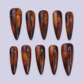 Amber Luxury Long Stiletto Press On Nails, Fake Nails, Long Nails Press On, Luxury Glue On Nails, Holiday Nail, Gift For Her