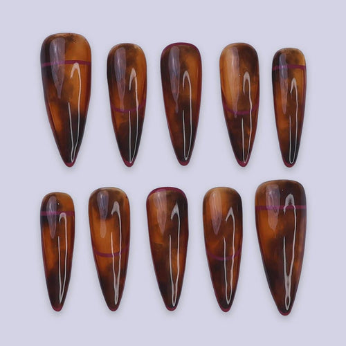 Amber Luxury Long Stiletto Press On Nails, Fake Nails, Long Nails Press On, Luxury Glue On Nails, Holiday Nail, Gift For Her